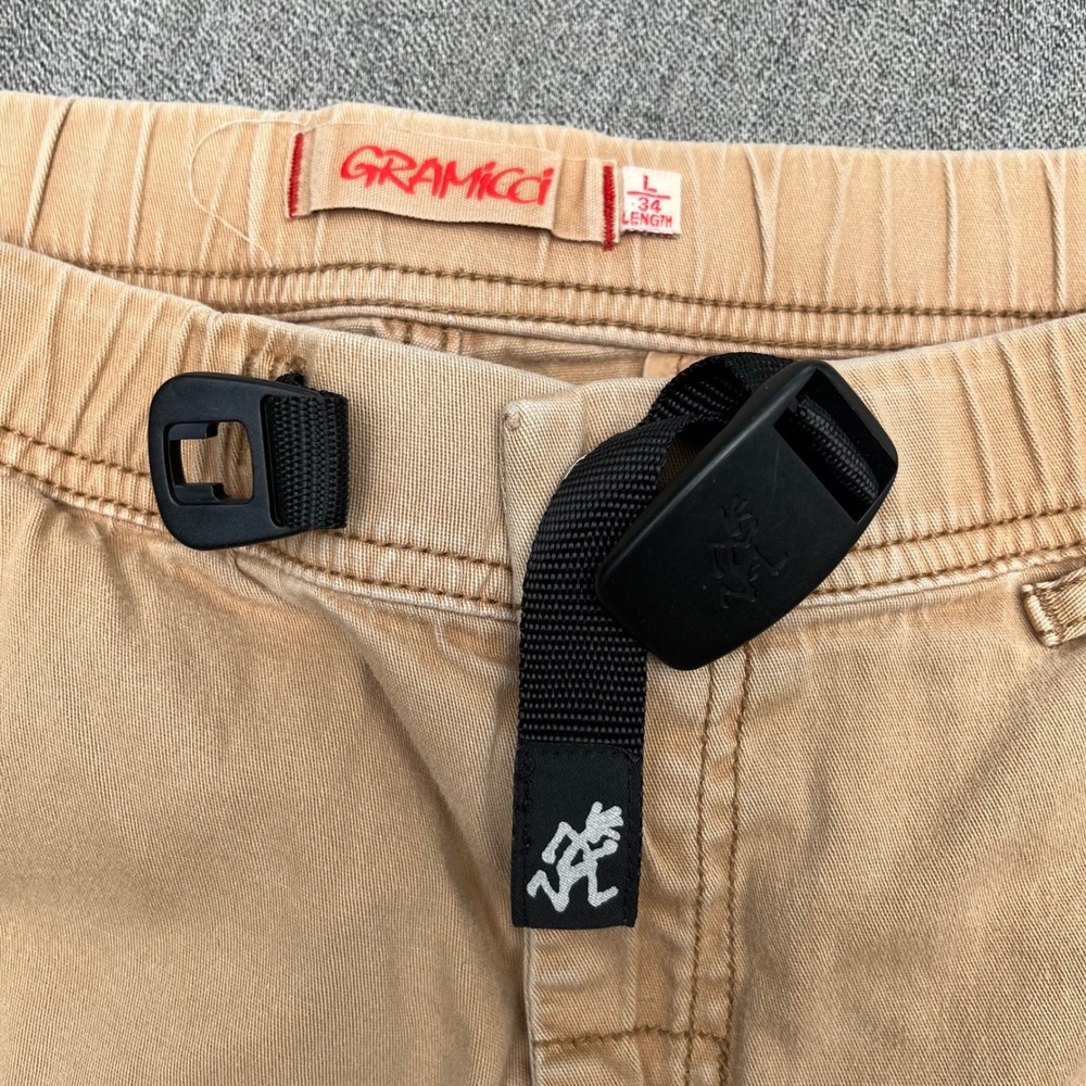 Gramicci Mens Organic Cotton Stretch Climbing Pants Tan Beige Size L 34 Length
